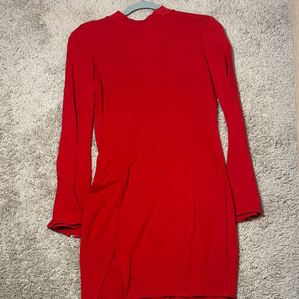 Chic Long Sleeve Red Dress